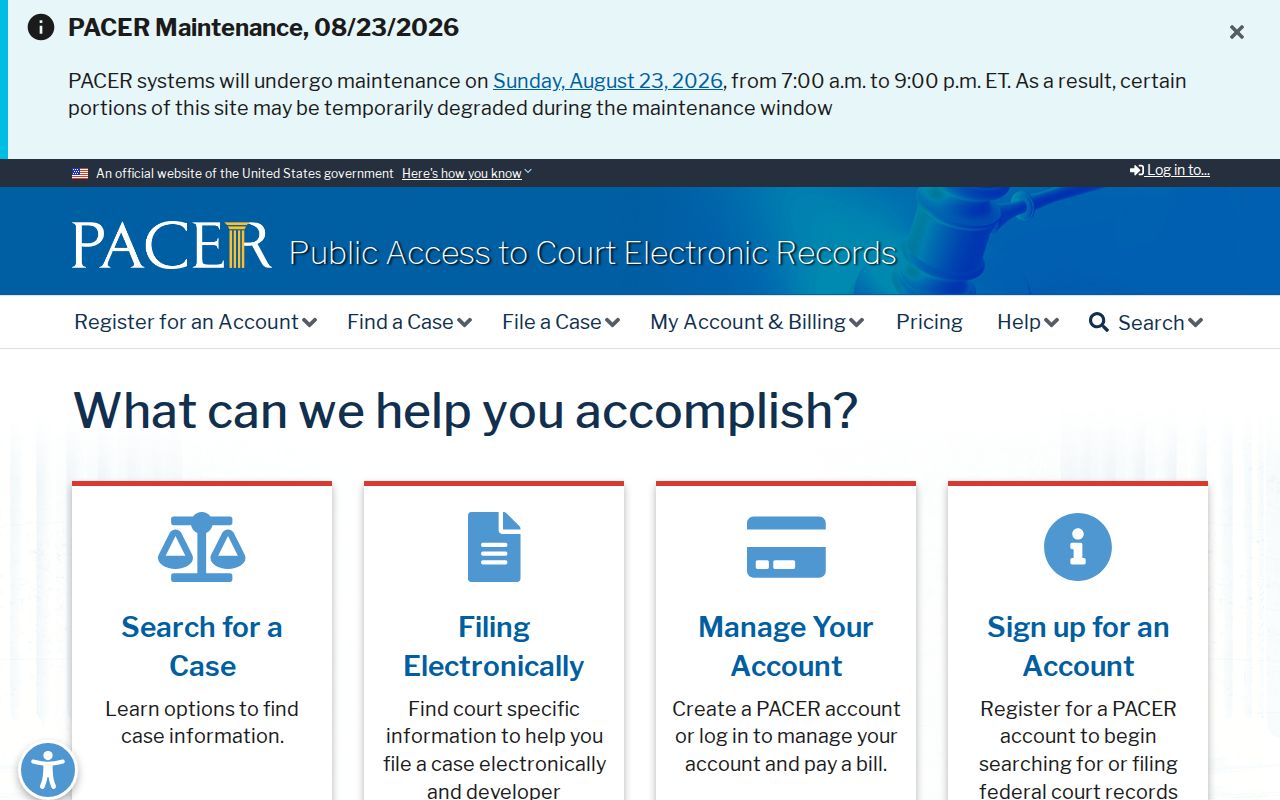 Catoosa County federal case lookup through PACER
