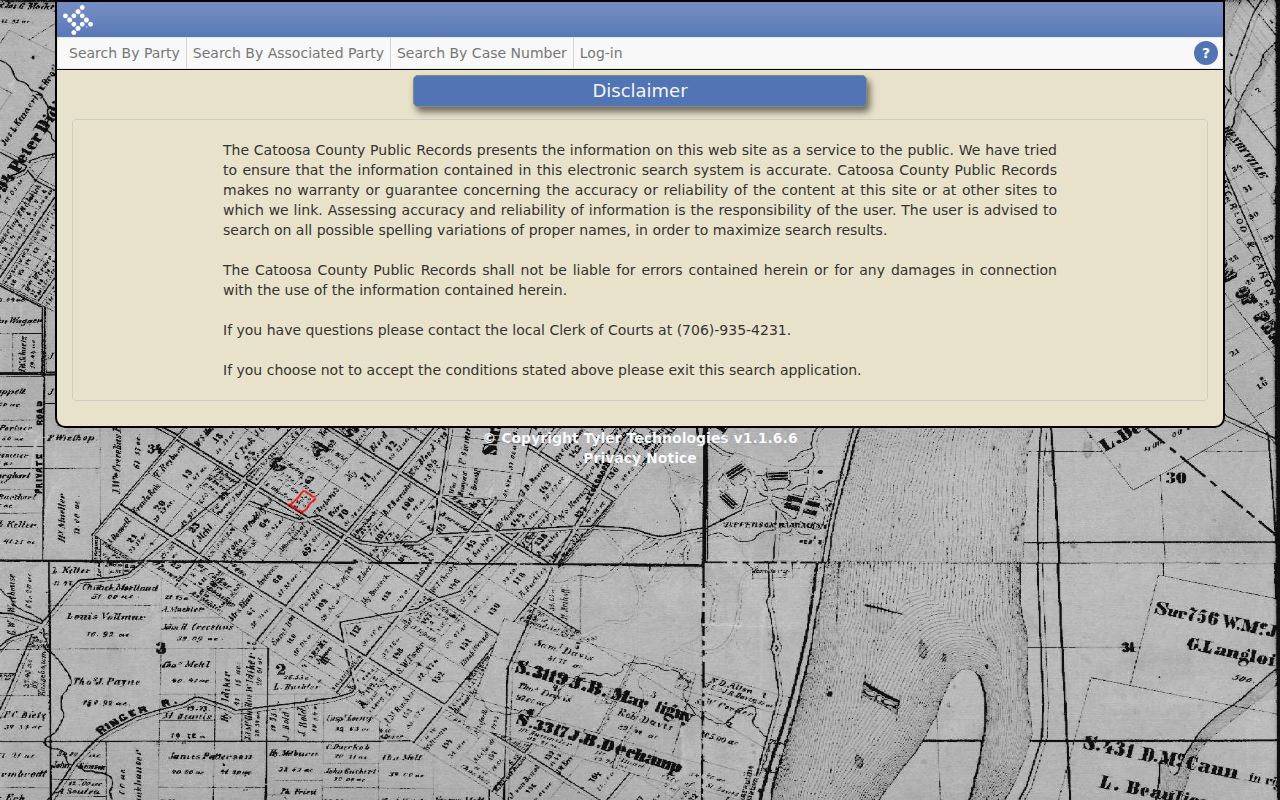 Catoosa County case lookup Tyler home screen