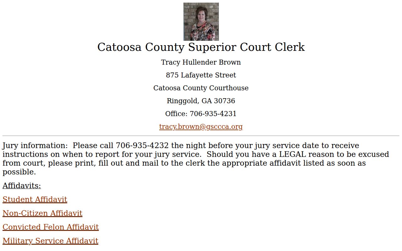 Catoosa County criminal docket clerk page