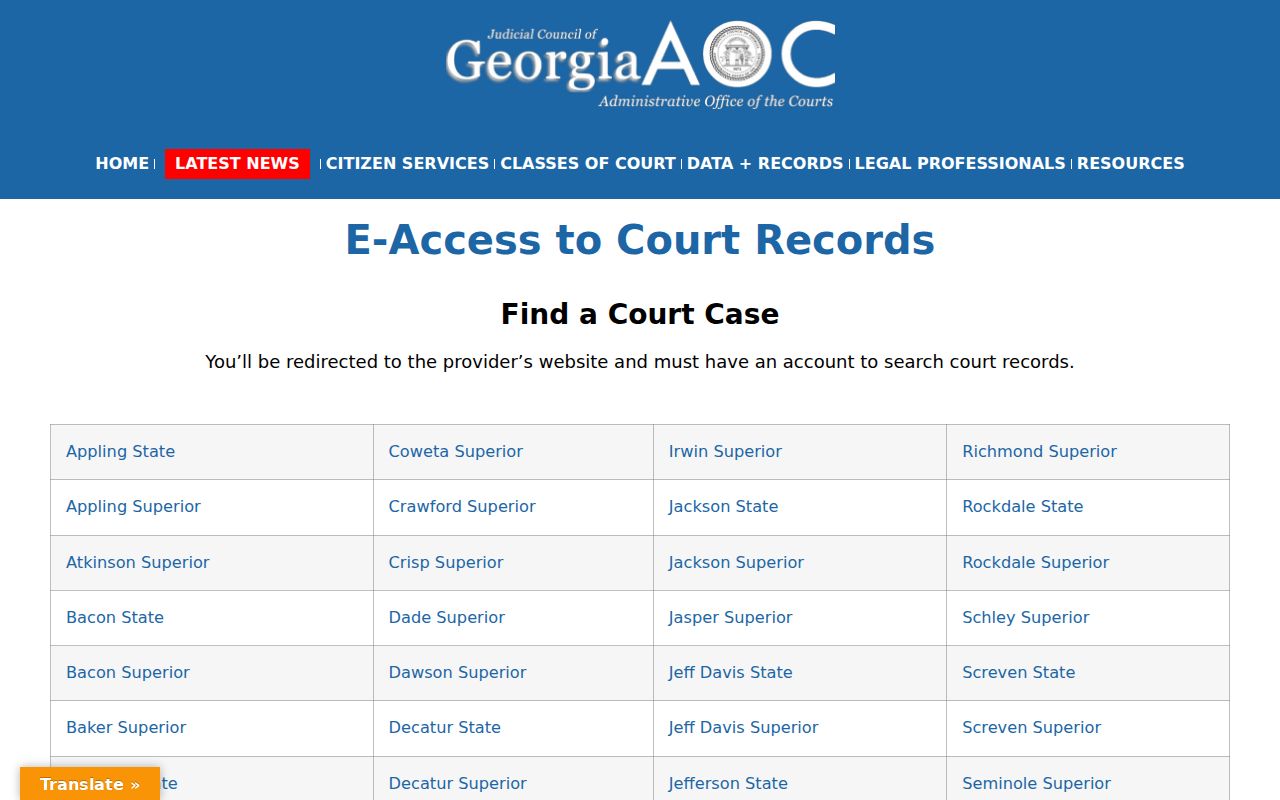 Catoosa County court docket Georgia E-Access directory