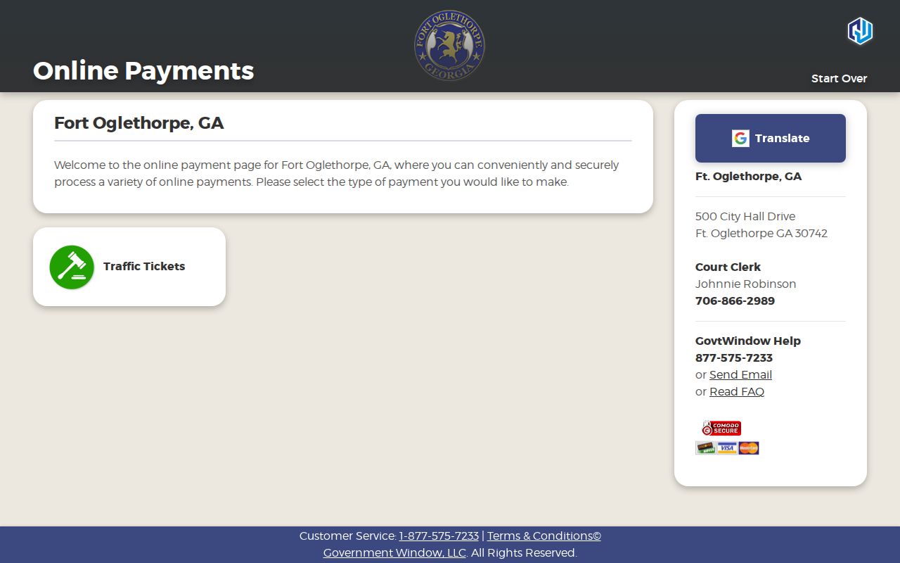 Catoosa County traffic ticket payment screen