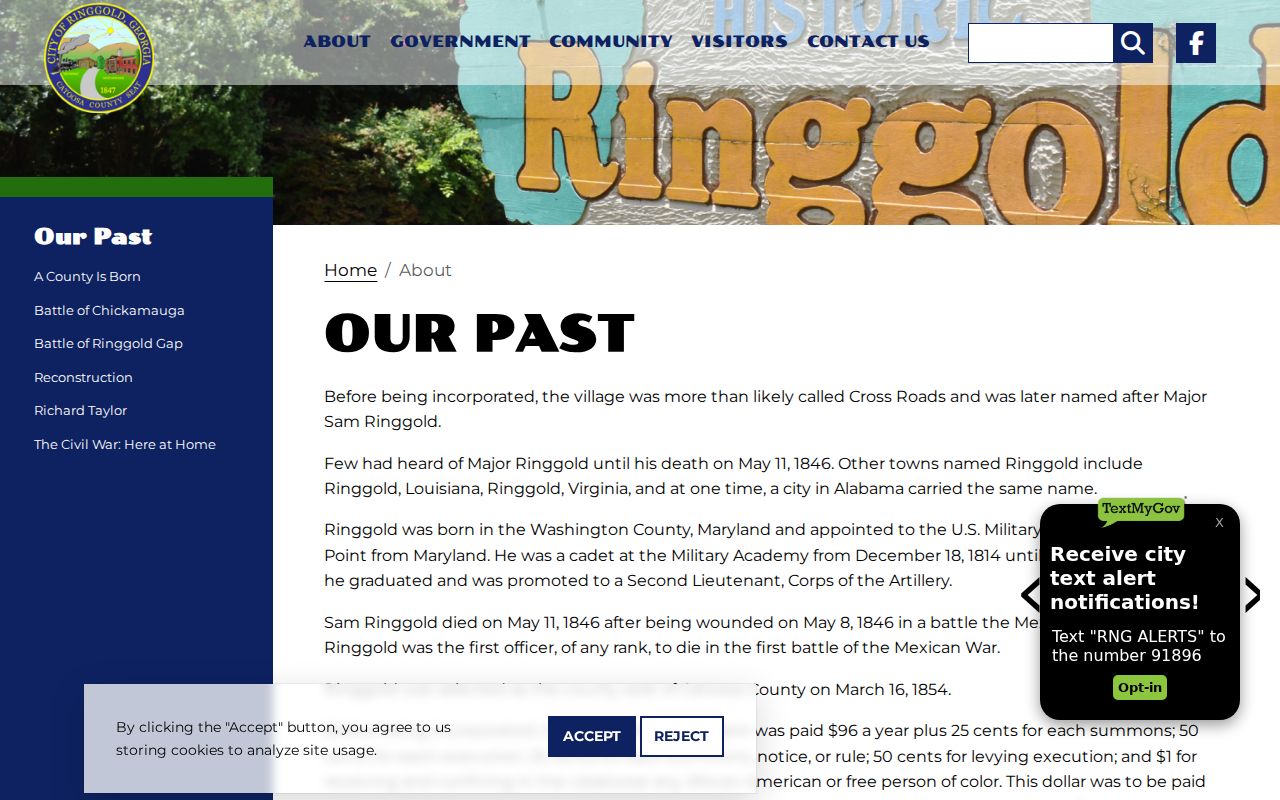 Ringgold court docket and city history context