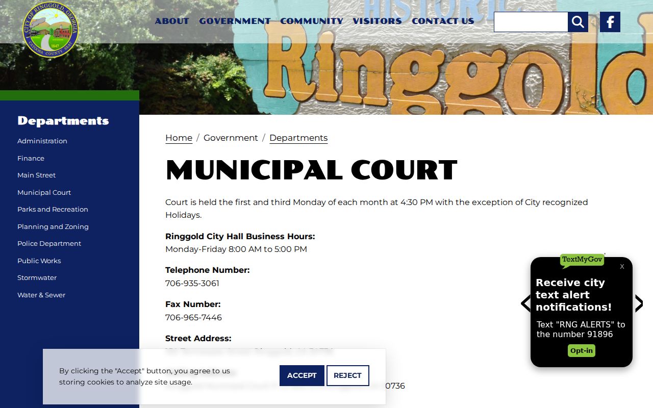 Ringgold court docket Municipal Court information